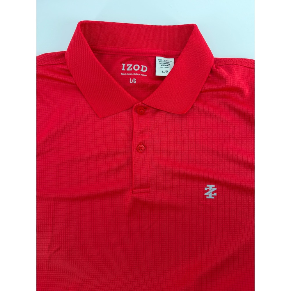 IZOD Advantage Performance Polo Shirt Mens Large Red Short Sleeve Golf Top